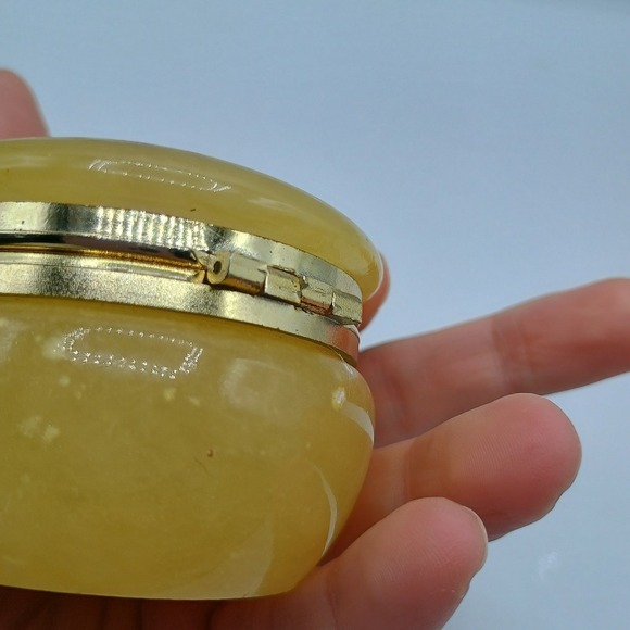 Vintage Genuine Alabaster Jewelry Trinket Hinge Floral Norstrom - Picture 5 of 10